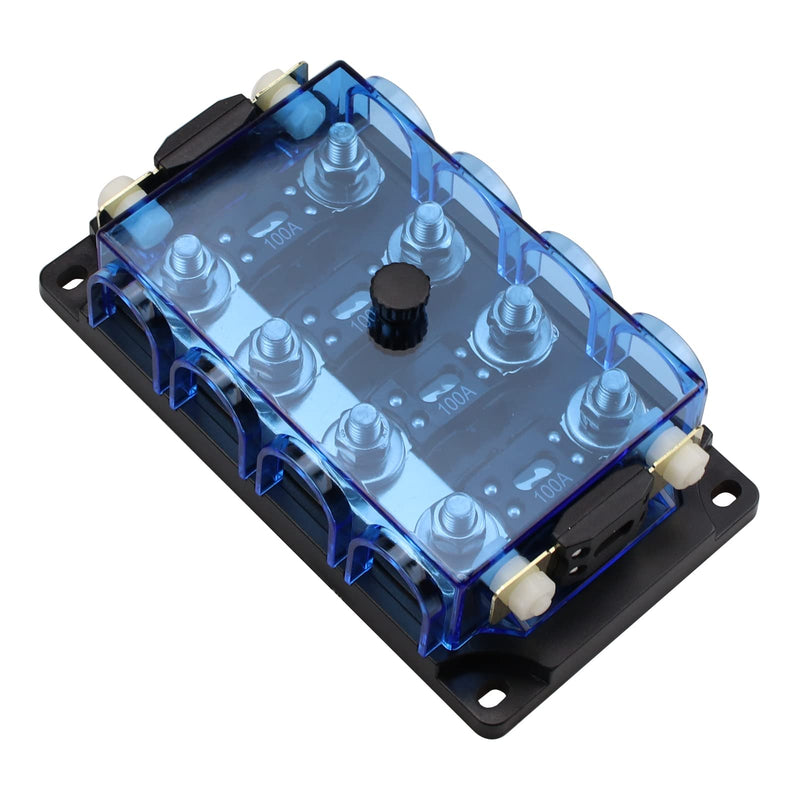 4-Way AMG Mega Fuse Holder with Two Spare Fuses 100A, ANM Bolt-on Fuse Holder Kit for GPS Positioning, LED Turn Signals 4 way