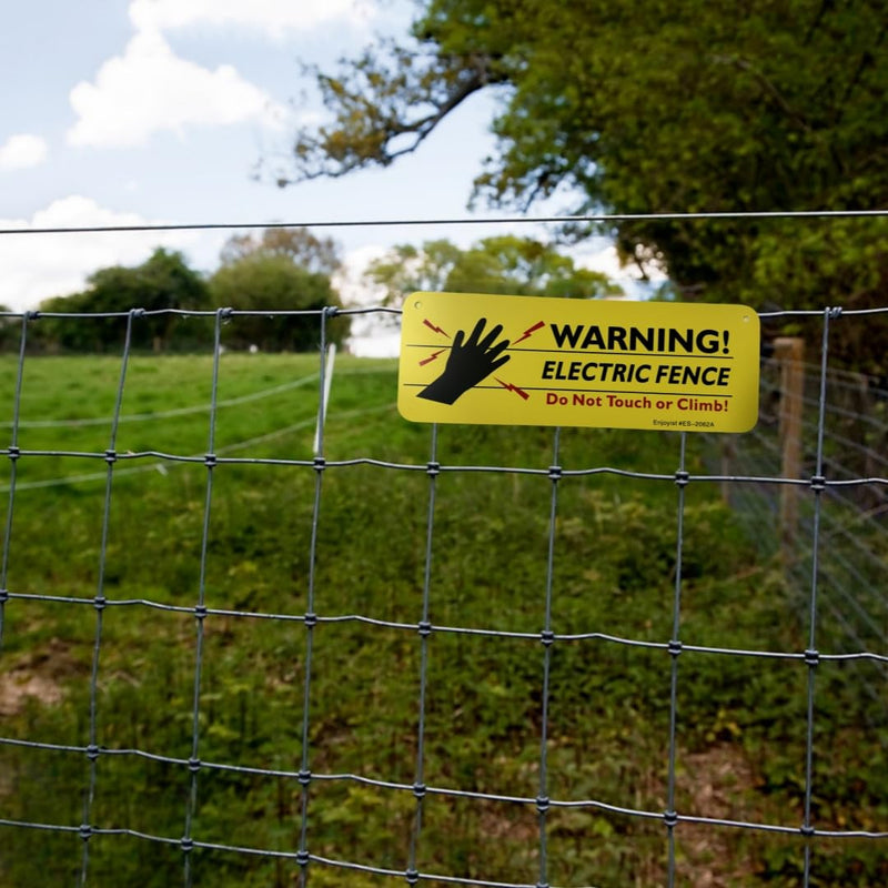 [Australia - AusPower] - 4-Pack Warning Electric Fence Safe Sign, 10"x 3.5" Plastic Sign 