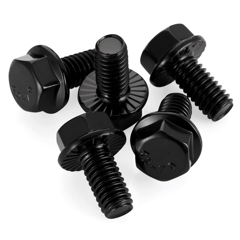 [Australia - AusPower] - 1/4-20 x 1/2" Flanged Hex Head Bolts Flange Hexagon Screws, Stainless Steel A2 Black Finish, DIN 6921, 25 PCS 1/4-20 x 1/2" 