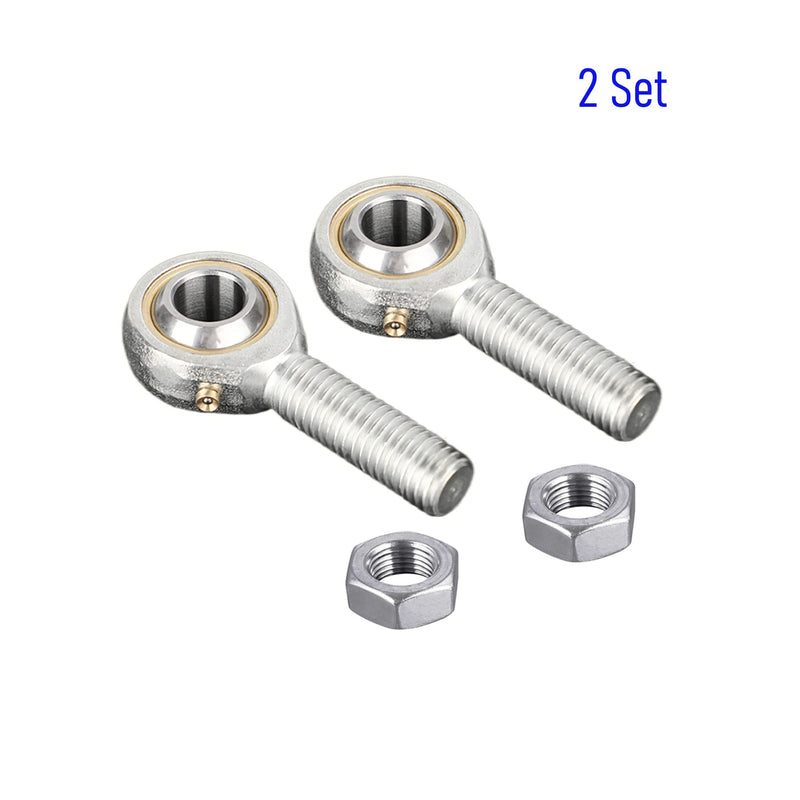 [Australia - AusPower] - POSB7 Spherical Rod End Bearings 7/16" Bore Pre-Lubricated Joint Bearings Set, Self-Lubricating Rod End 7/16-20 Male Thread Connector Bearing with Jam Nut, 2 PCS POSB7 POS 