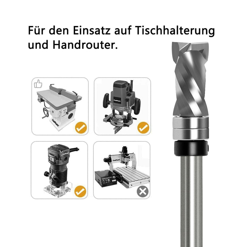 [Australia - AusPower] - Flush Cutter Spiral Cutter 8 mm Shaft - Up & Down Compression Spiral Groove Cutter 12 mm Cutting Diameter 25.4 mm Cutting Length with Double Ball Bearing, Spiral Grooved Router Cutter for Wood Cutters Ø 12mm, NL=25.4 