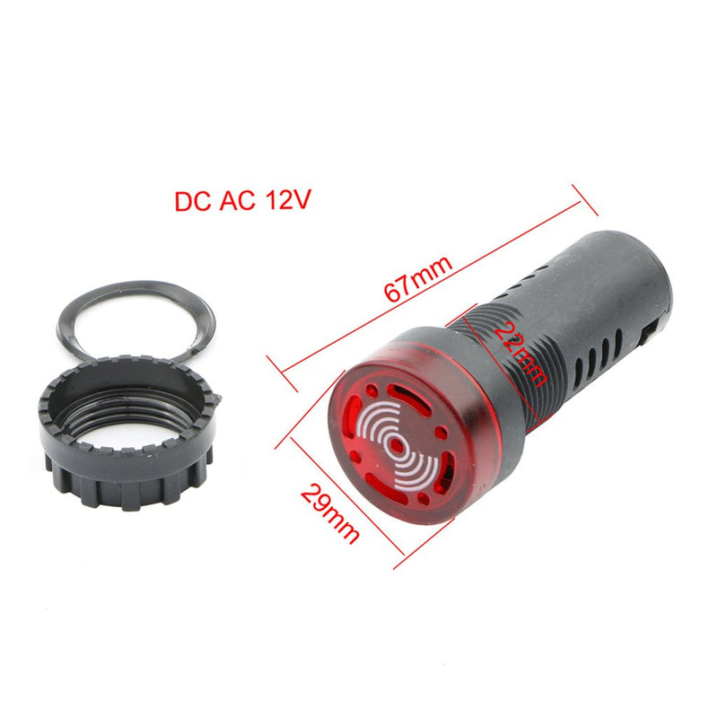 [Australia - AusPower] - 22mm DC 12V Red LED Flashing Buzzer Pilot Panel Indicator Light Miniature Indicator Light Lamp 12 V 10 