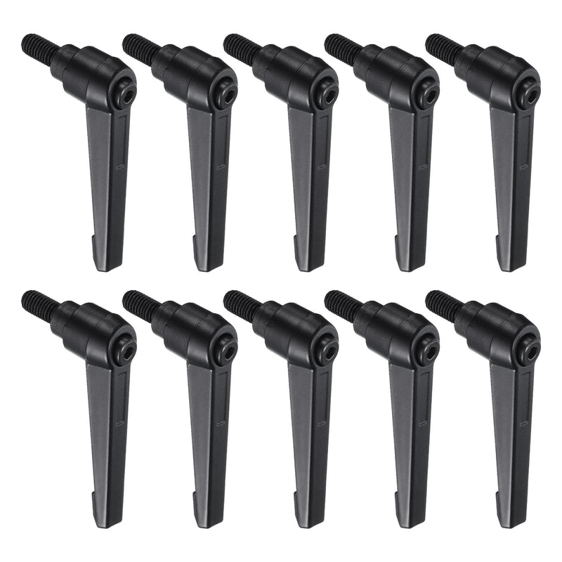 [Australia - AusPower] - uxcell 10pcs Lever Adjustable Handles M8 x 16mm Metric Male Thread, Level Clamping Handle Hand Stud Knobs Rotating Screw Handles Bolts with Locking Lever, Black 