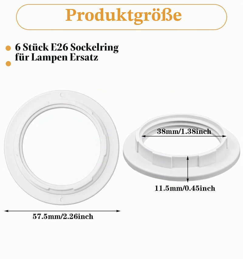 Set of 4 Lampshade Screw Ring, E27 Screw Ring for Lamp Holder (39mm) Heat Resistant Plastic Lamp Holder for Standard E27 Lampshade or Glass Shade (White)