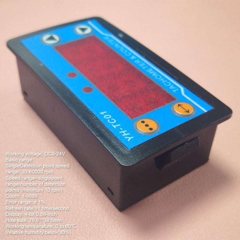 YH-TC01 Digital Tachometer High Precision LED Digital Display Motor Tachometer with Hall Sensor Motor Speed Detector