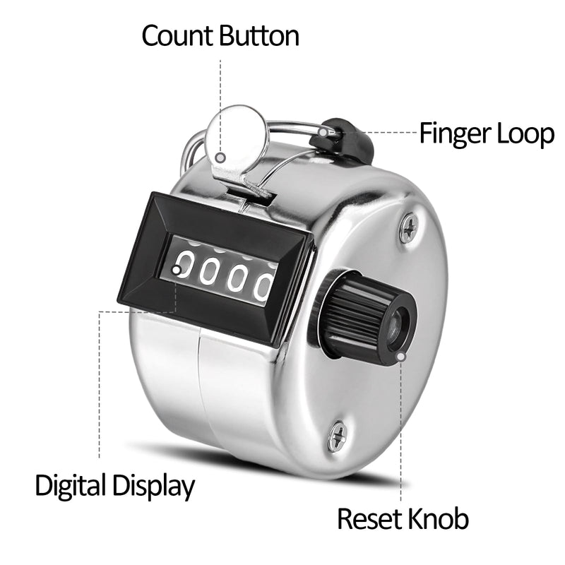 [Australia - AusPower] - 12 Pcs Hand Tally Counter 4-Digit Lap Counter Clicker, Manual Mechanical Handheld Pitch Click Counter with Finger Ring for School Golf & Knitting Row Croche 