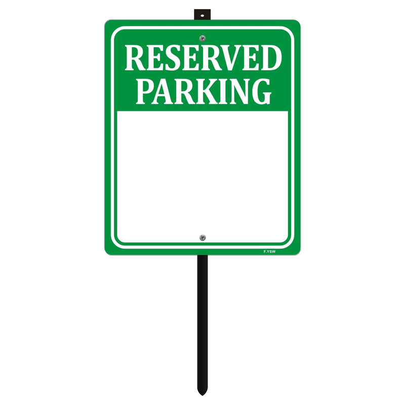Reserved Parking Sign Write On Blank Personalized Customer 12" x 10" With 35" Long Metal Stakes Aluminum Outdoor Use Customized
