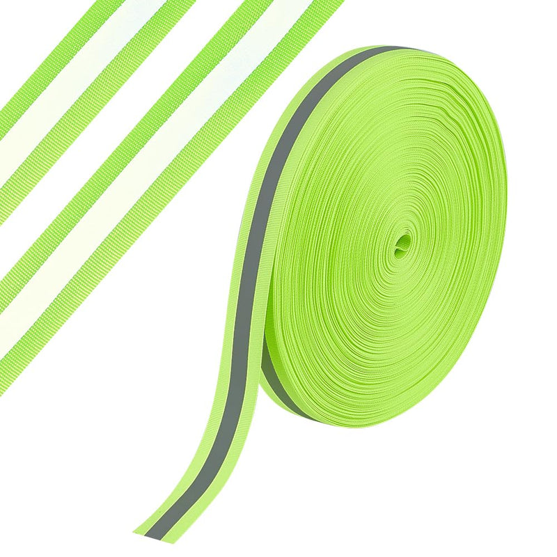 OLYCRAFT 1 Inchx109.4 Yards Reflective Ribbon Sew On Reflective Tapes Silver Sew On Warning Strip High Visibility Reflection Tape Strip for Clothing Trim Decor Jacket Backpacks Pet Collars(Green)