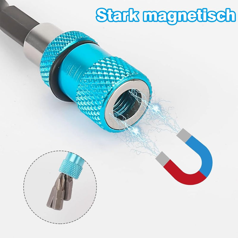 [Australia - AusPower] - Quick Change Bit Holder, 3 Pieces Drywall Bit Holder, Drywall Bit Magnetic 1/4 Inch Hex Shank for Cordless Screwdrivers and Hand Drills Blue 65 mm 