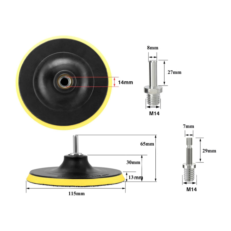 [Australia - AusPower] - HOTCKB 2 x Sanding Discs 115 mm Velcro Polishing Pad with Mounting Plate M14 Support Plate 2 pieces 115 mm 