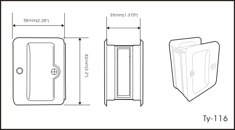 QCAA Premium Quality Solid Brass Rectangular Pocket Sliding Door Pull, Passage Lock, 3-1/4''X2-1/4'', Aged Classic Bronze, 2 Pack, Made in Taiwan 2 Pack(Passage Lock)