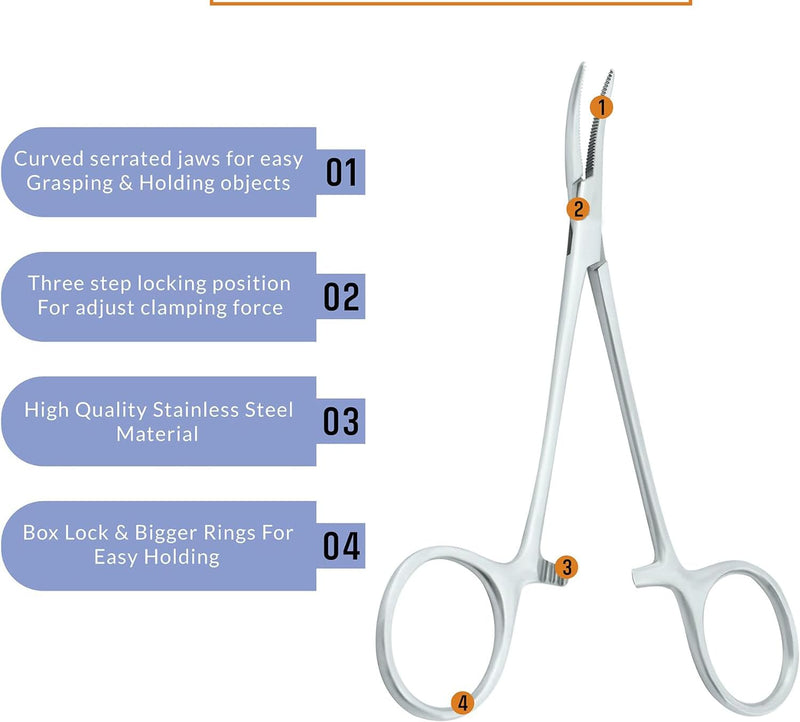 [Australia - AusPower] - Kelly Hemostat Forceps Tweezers 5.5" Kelly Curved Forceps, Fishing Forceps Locking Forceps Stainless Steel, Surgical Kelly Clamps for Nurses, Dog Pet Hair Pulling Plier 5.5" Silver Curved 