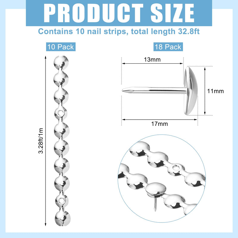 [Australia - AusPower] - Marsui 32.8ft D11mm Upholstery Tack Strip Upholstery Tacks for Furniture Decorative Nail Strips Antique Plated Nailhead Trims Furniture Sofa Decorative Nail Tool for Couch Chair Sofa (Sliver) Sliver 