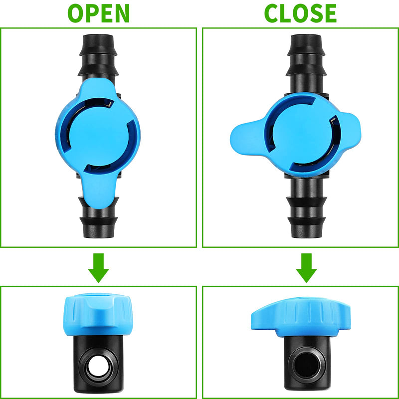 [Australia - AusPower] - 14 Pcs Drip Irrigation Fittings Switch Valve 1/2 Inch, In-Line Barbed Switch Valve For 1/2 Inch Drip Tubing (.570-.620" ID), Shut-Off/On Drip Line Parts For Garden Sprinkler Systems 14P Valves 