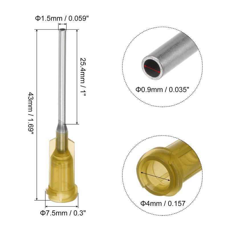 QUARKZMAN Industrial Blunt Tips Cannulas 17G 1 Inch Length with Luer Lock Screw Connection, Dosing Cannula for Liquid Glue Gun, Pack of 40 (Yellow) yellow