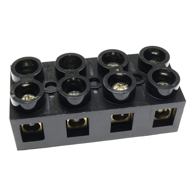 [Australia - AusPower] - 500V 60A 4 Position Double Row Screw Terminal Block Dual Row Electrical Barrier Terminal Strip Block, Black 60A 4P 