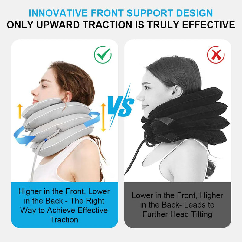 [Australia - AusPower] - Neck Stretcher with Neck Brace,Cervical Traction Neck Device,Neck Relief Tool,Adjustable Inflatable Cervical Brace,Home Use Neck Decompression New Technology Breathable Fabric Washable&Colorfast(Gray) Gray 