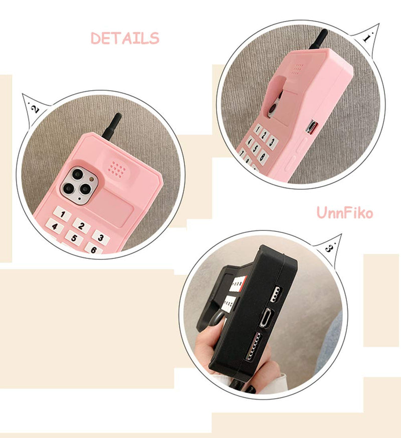 [Australia - AusPower] - UnnFiko 3D Silicone Case Compatible with iPhone 14 Pro Max, Retro Classic Creative Soft Rubber Bumper Cover Cool Fun Thick Protective Stand Case (Retro Cellphone Pink, iPhone 14 Pro Max) Retro Cellphone Pink 