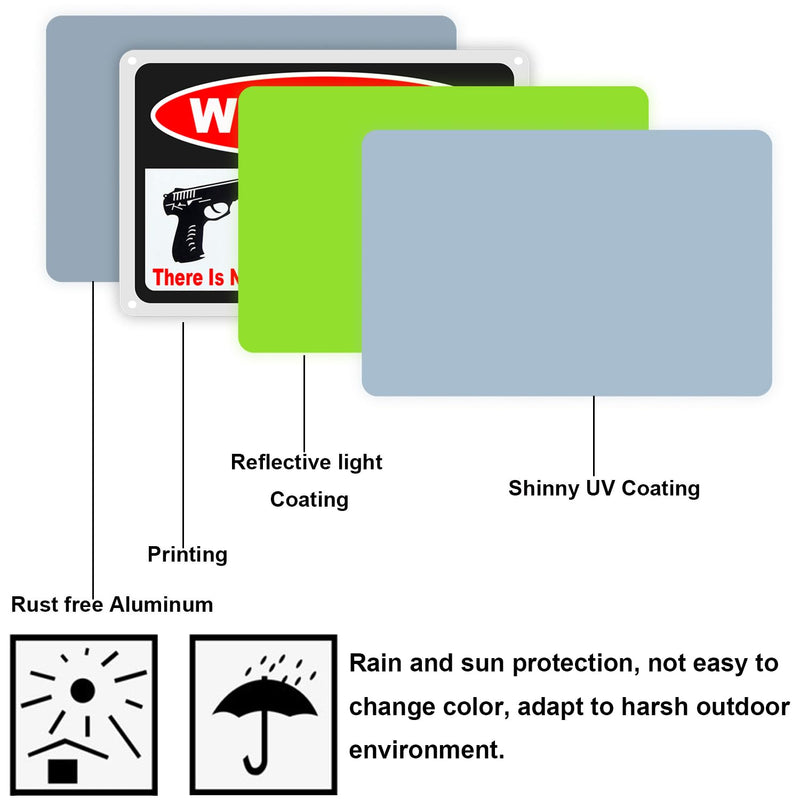 3Pack Gun Sign for Home Security 10x7 inch Warning Signs for Home Property Rust Aluminum Gun Warning Sign Weatherproof and UV Protected 3