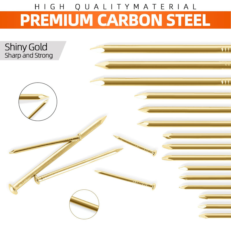 [Australia - AusPower] - 200 PCS Round Head Nails, 1-1/2 Inches Hardware Nail, Nails for Hanging Pictures, Wood Nails, Gold Nails, Household Nails 1-1/2 in 