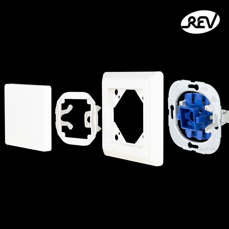 REV PrimaLuxe Flush-Mounted Light Switch A/W Switch + Frame White Pack of 1 1 x light switch + frame