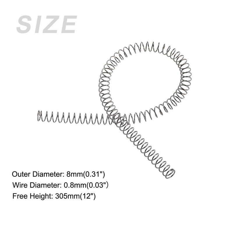 [Australia - AusPower] - Compression Springs (0.8x8mm OD,305mm Free Length) 304 Stainless Steel Extension Spring - for Shop Home Repairs, DIY Projects, Silver Tone 0.8x8mmx305mm 