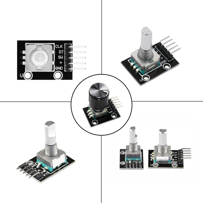 KY-040 Rotary Encoder Module, 360 Degree Rotary Encoder Module, Pack of 6 | Potentiometer digital pulse output electronic building blocks for automotive electronics multimedia audio.