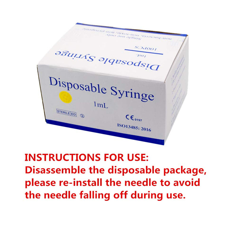 [Australia - AusPower] - 1ml 25G Syringe with Needle,Disposable Sterile Syringe 100pcs 