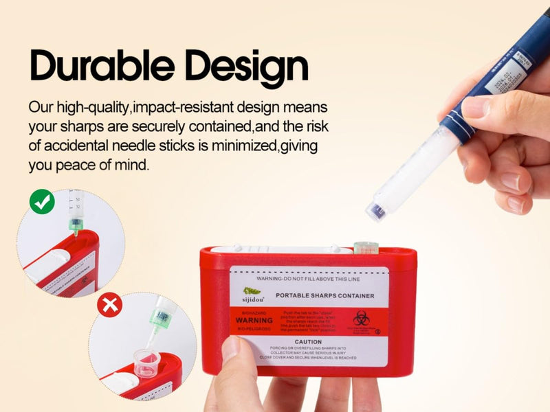 [Australia - AusPower] - Pocket Travel Sharps Container for Blood Sugar Test Strips, Needle Container for Diabetic Insulin Pen Needle，Biohazard Treatment Container，Travel and Home Use (3 Packs) 3 