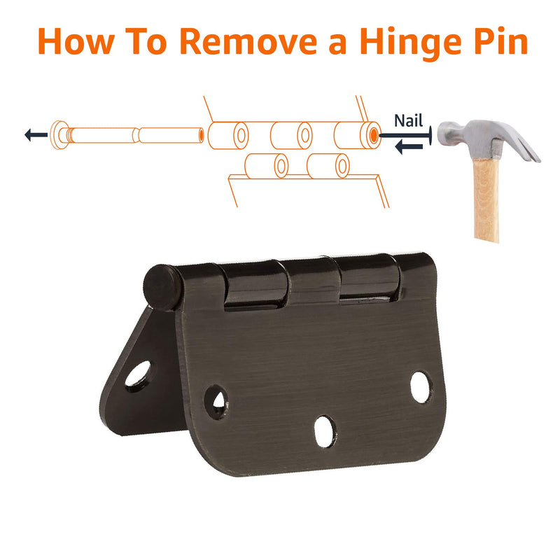 Amazon Basics Rounded 5/8 Radius Interior Door Hinges with Screws, 3.5" x 3.5", Oil Rubbed Bronze, 36-Pack 36 Pack ברונזה משוחה בשמן
