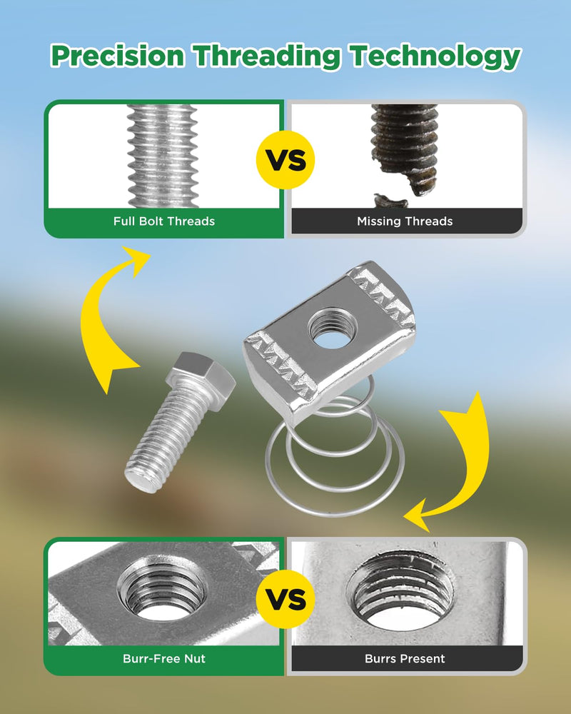 [Australia - AusPower] - 3/8"-16 Flared Spring Channel Nut and Bolt, 8 mm Thickened Strut Channel Cone Nut, Compatible with Strut Channel Support Systems, Solar Panel Mounting (40) 40 