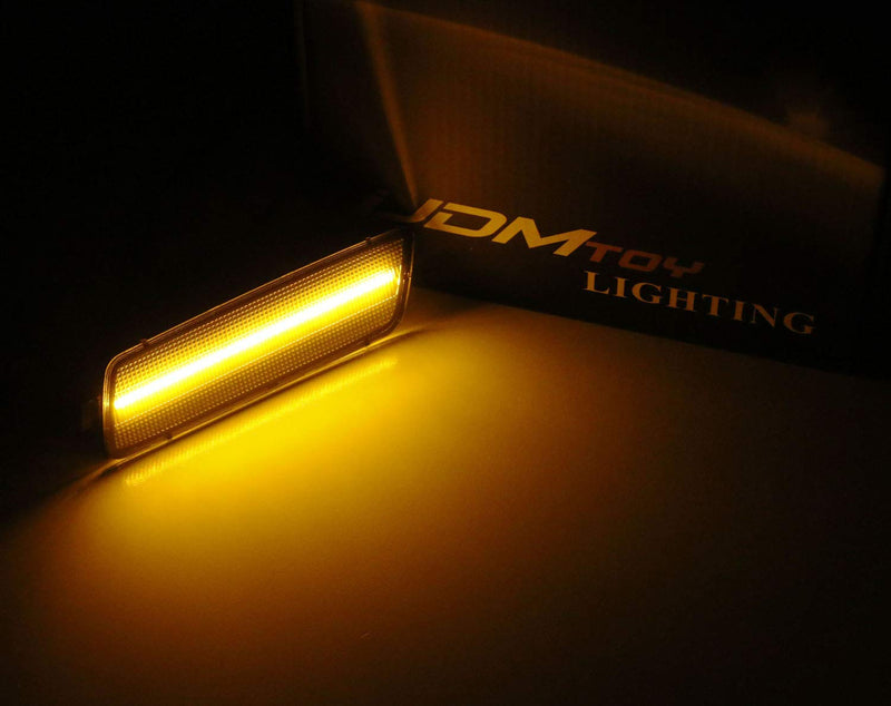iJDMTOY Smoked Lens Amber Full LED Bumper Side Marker Light Kit Compatible With Volkswagen 2006-2009 MK5 Golf/GTI Rabbit, 2005-2010 Jetta, 2008 R32, 40-SMD LED, Replace OEM Front Sidemarker Lamps Smoked Lens Amber LED