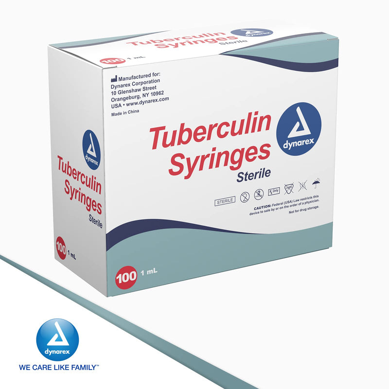[Australia - AusPower] - Dynarex Disposable Tuberculin Non-Safety Syringe - 1CC 26G, 3/8" Needle - 6938, 100 Count 
