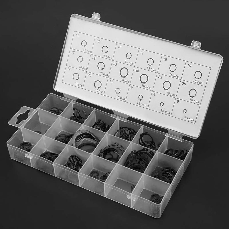 [Australia - AusPower] - Circlip Assortment, 225pcs Circlip Set 18 Sizes Internal & External Snap Retaining Ring Circliip with Packing Box 