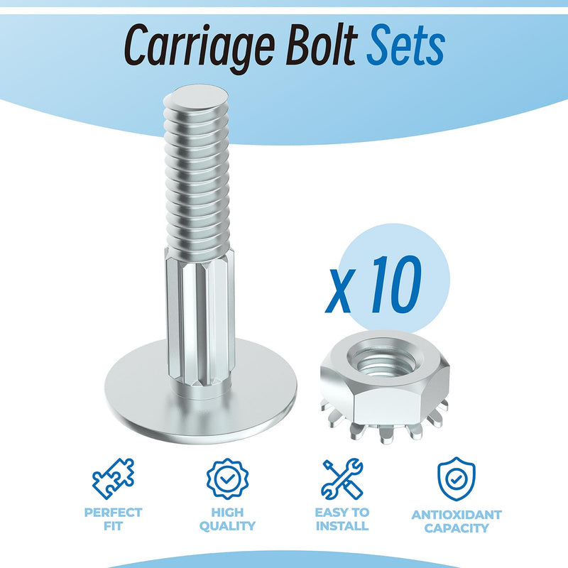 [Australia - AusPower] - 1 1/4" Carriage Bolts and Nuts Sets Replacement for Overhead Todco Whiting Door Hinge Morgan (Pack of 10 Set) 