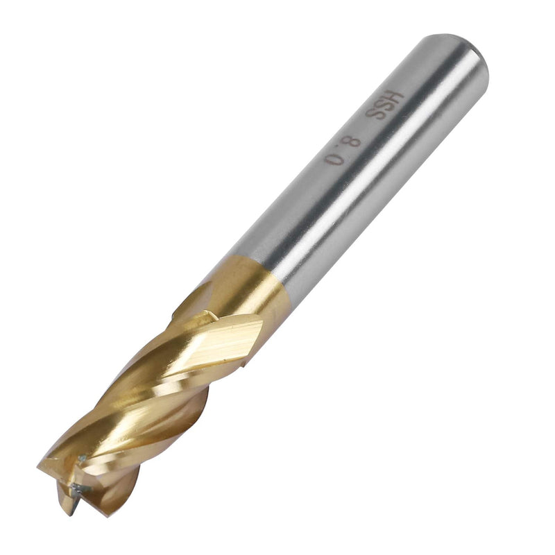 [Australia - AusPower] - Pack of 2) 4-Flute Titanium Coat Carbide End Mill Bits, 5/16 inch/8 mm HSS cnc Straight Shank Drill Bits Cutter Tool Set for Wood Aluminum 