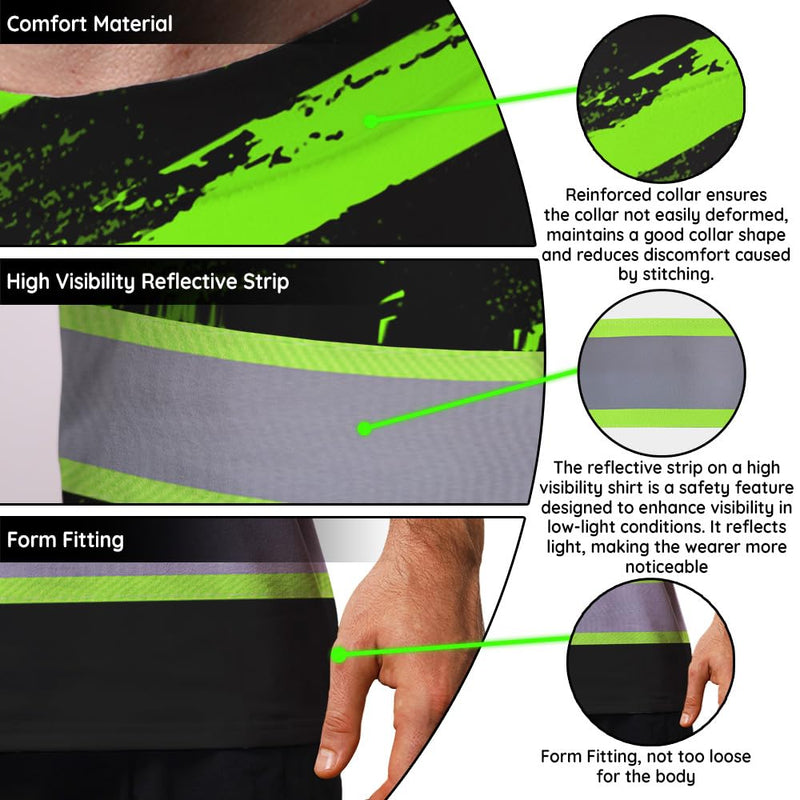 BRIGHTGUARD, High Visibility Shirts for Men Class 3, Short Sleeve Reflective Safety Shirts Medium Color 1