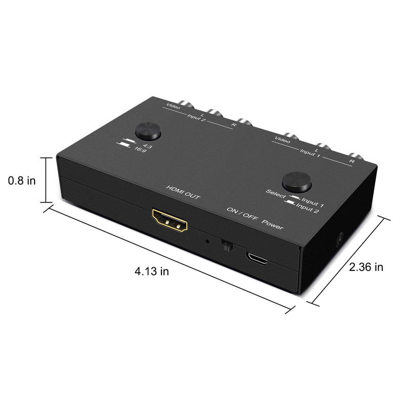 [Australia - AusPower] - 2 Port AV to HDMI Converter, Dual RCAto HDMI Adapter, Composite to HDMI Adapter Support 16:9/4:3 Compatible with WII/N64/PS1/PS2/PS3/VHS/VCR/DVD Players etc(2 AV in 1 HDMI Out) 2Port AV to HDMI Converter 