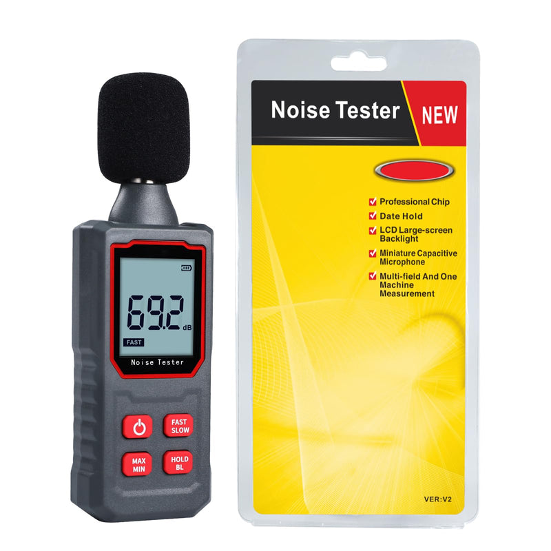 [Australia - AusPower] - Decibel Meter, Digital Sound Level Meter 30-130 dB Portable SPL Meter Noise Tester with LCD Backlight Fast/Slow Mode, Sound Decibel Meter for Home Factories 
