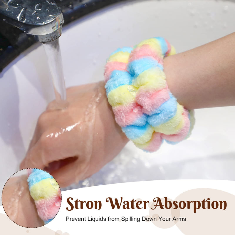 [Australia - AusPower] - 8 Pcs Wrist Spa Washband Adjustable Wrist Wash Towel Band Wristbands Absorbent Face Washing Wristbands Spa Reusable Wrist Sweatband for Women Girls Stylish Style 