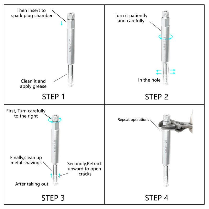 [Australia - AusPower] - DPTOOL 14mm Back Tap Spark Plug Thread Repair Tool M14x1.25 Thread Chase Tap for Repairing Threads and Preventing Metal Shavings from Entering The Cylinder 