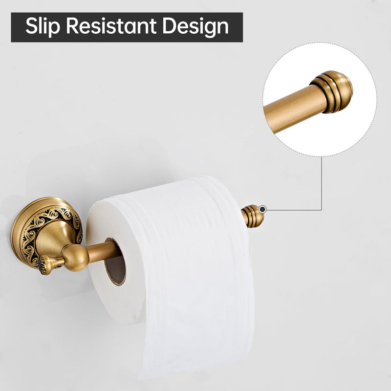 Antique Brass Toilet Paper Holder Towel Ring, Brushed Brass Towel Holder Toilet Paper Roll Holder, Rustic Towel Rack Bathroom Accessories Set Hardware 2 Pieces Farmhouse Wall Mounted