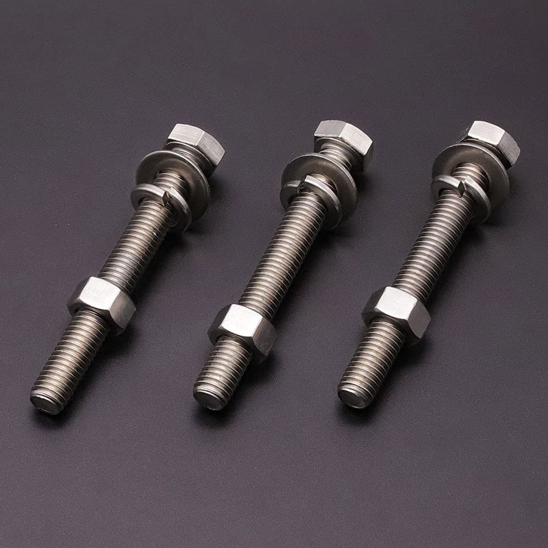 [Australia - AusPower] - (4 Sets) 1/2-13 x 6 Stainless Steel Hex Bolts & Hex Nuts & Flat Washers SAE & Lock Washers Hardware Kit, 304 Stainless Steel 18-8, Full Thread Hexagon Bolt Assortment 1/2-13 x 6" 4 