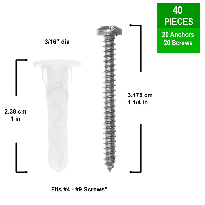 [Australia - AusPower] - TOGGLER ALLIGATOR AF5 Flanged Anchor with Screws, Polypropylene, Made in US, for #4 to #9 Fastener Sizes (20) 20 