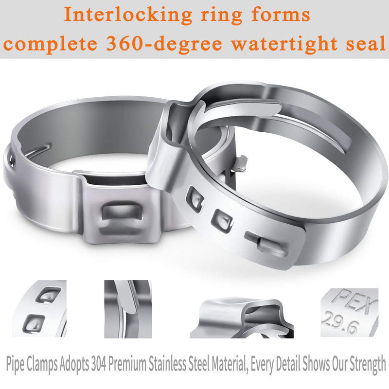 [Australia - AusPower] - 100PCS 3/4 Inch PEX Cinch Clamps Rings, 304 Stainless Steel PEX Fitting Clamps Pinch Clamps Ring Pex Crimp Rings for PEX Tubing Pipe Fitting Connections (Silver -3/4inch(100PCS)) Silver -3/4inch(100PCS) 