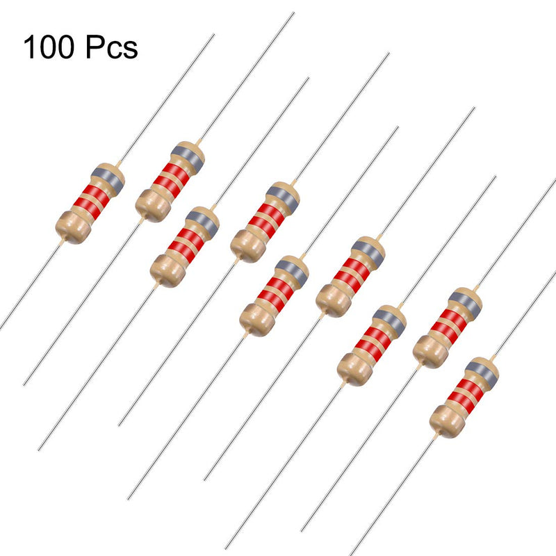 sourcing map Axial Resistors 8.2 kOhm 0.25 Watt 5% Tolerances 4 Color Bands Pack of 100 | Axial carbon film