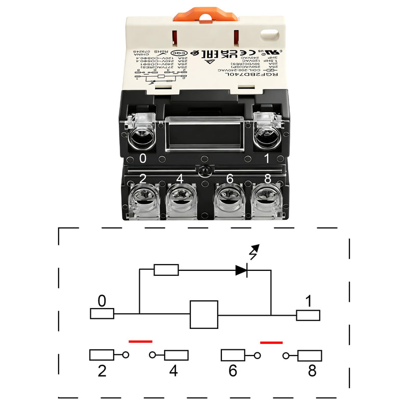 [Australia - AusPower] - 2Pack General Purpose Relay, RGF2BD740L, 25A 200-240VAC Coil Voltage, 6Pin Double Pole Single Throw Normally Open Contacts, with LED Indicator Light and Protection Cover, 35mm DIN Rail Mount 2 AC 220V 