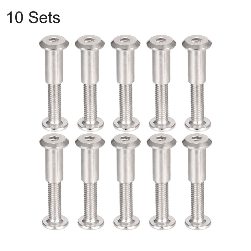 [Australia - AusPower] - uxcell Screw Post Fit for 5/16"(8mm) Hole Dia, Male M6x30mm Belt Buckle Binding Bolts Leather Fastener Carbon Steel 10 Sets 30mm 
