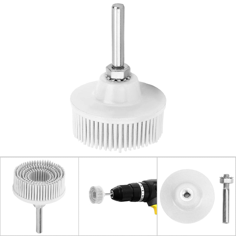 2 Inch Bristle Discs, Emery Rubber Grinding Brush, Sanding Disc for Rust Removal and Drill Attachment, Deburring and Cleaning Tool (White) White