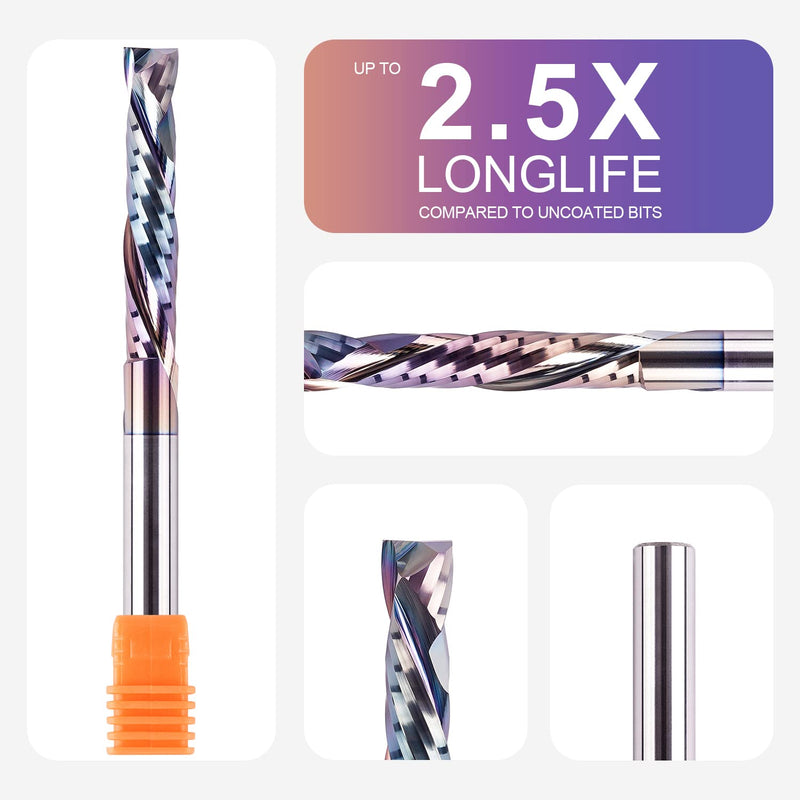 [Australia - AusPower] - SpeTool Spiral Cutter 8 mm Shaft Compression 45 mm Cutting Length Extra Long with TAC Coating Groove Cutter CNC Cutter Slot Cutter Wood Solid Carbide End Mill Cutter for Router Wood Cutter Router Bit 1 